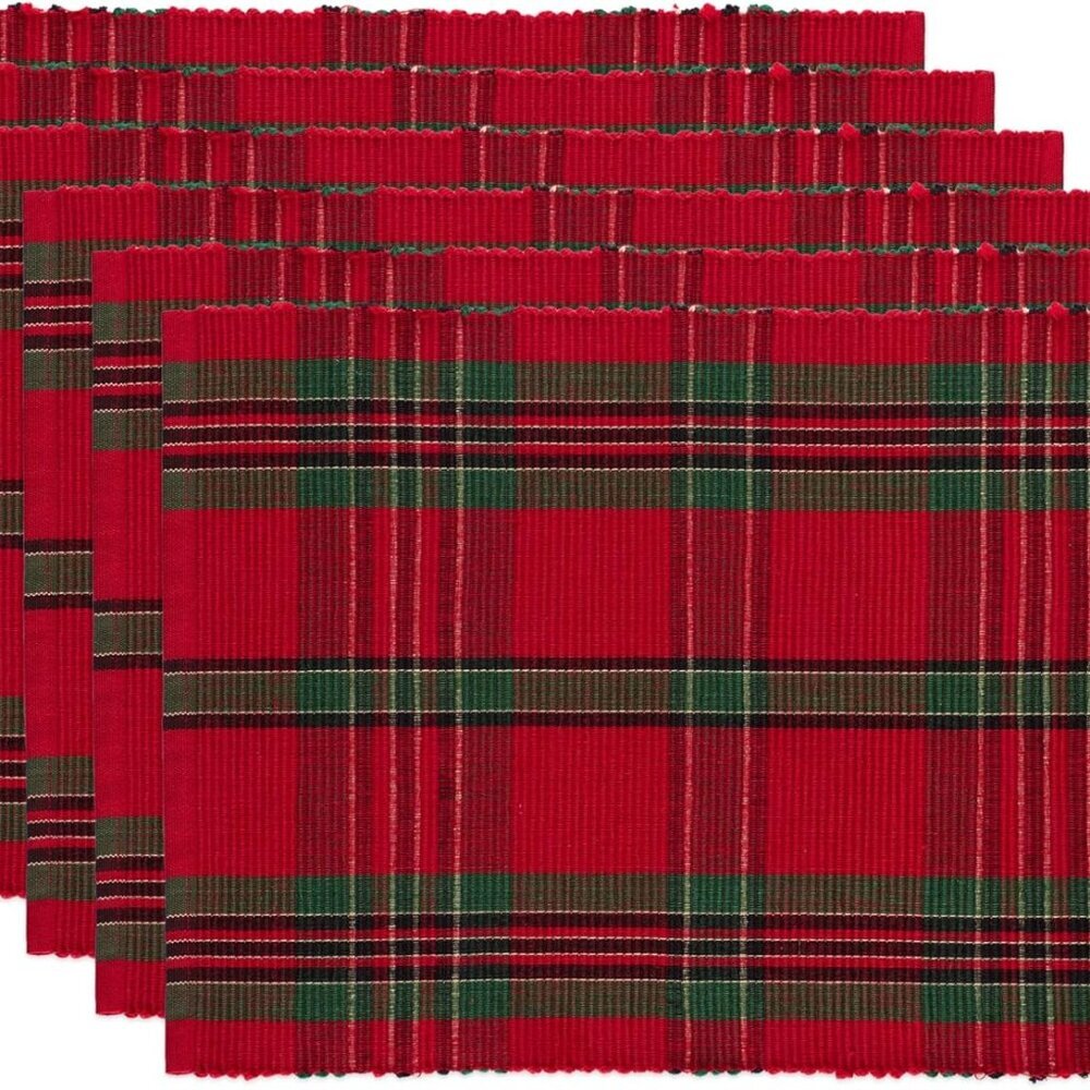 Farmhouse Christmas Plaid Dining Table & Kitchen Décor, Holiday Placemat Set, 13